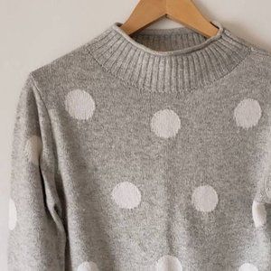 J.Crew grey polka-dot wool blend sweater, size M